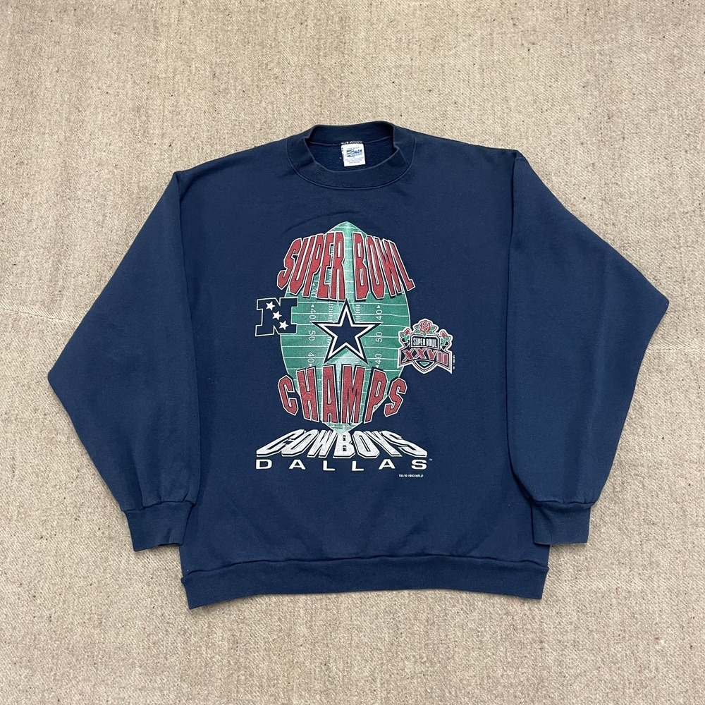 vintage dallas Cowboys super bowl‎ champions sweatshirt mens large Blue 1992 NFL